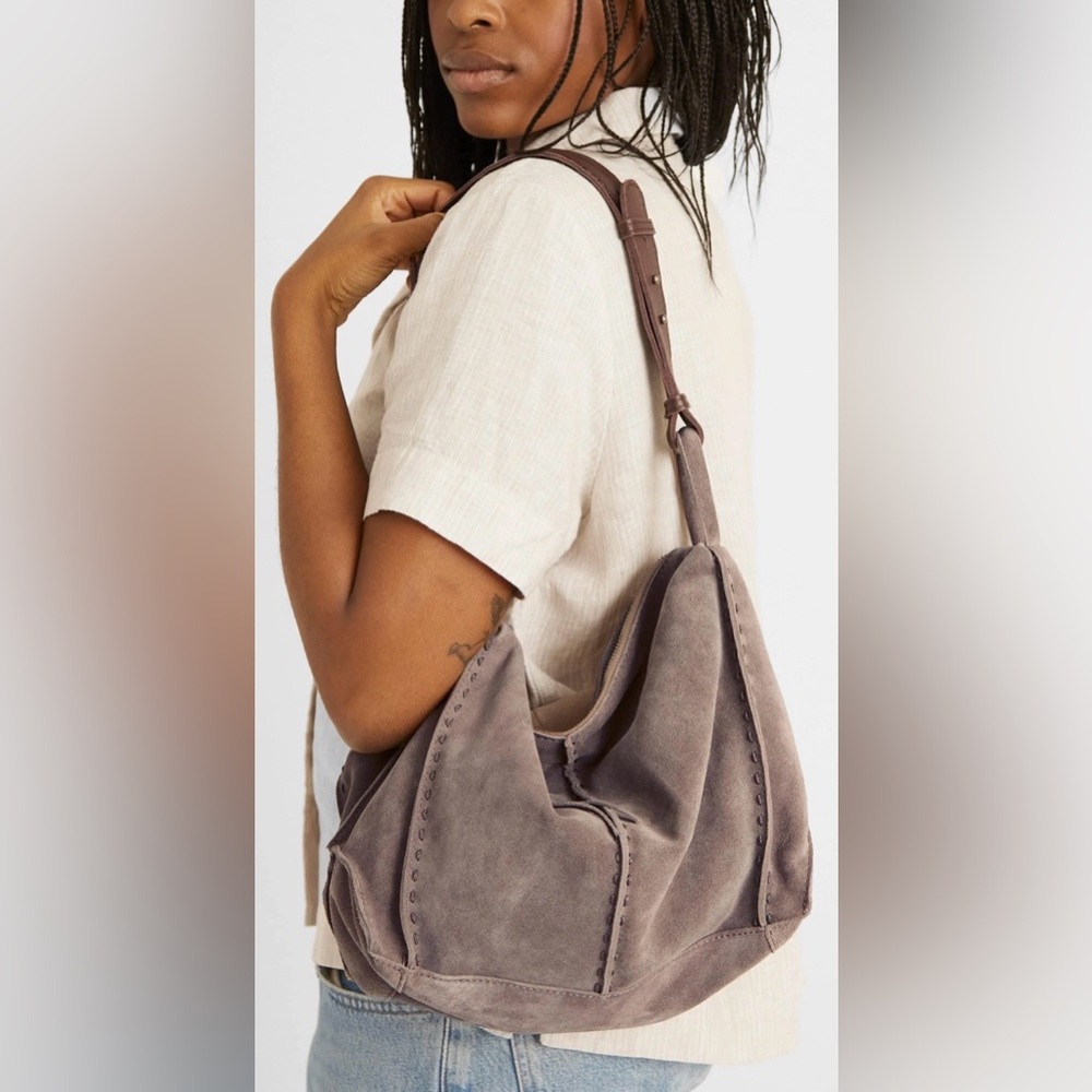 The Sak Los Feliz Hobo Purse Shoulder Bag Mushroom Suede - Picture 2 of 16